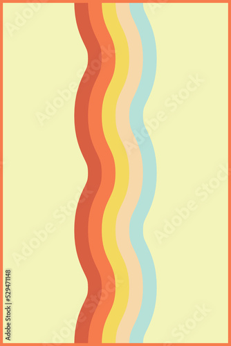 Abstract shape illustration in minimalist style. Retro 70s stripes background  card  poster.