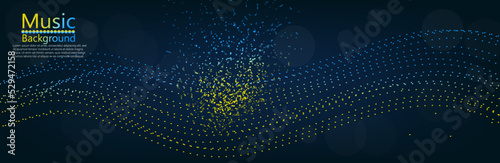 musical wave from blue-yellow dots. backdrop of calm and peace. no war in Ukraine