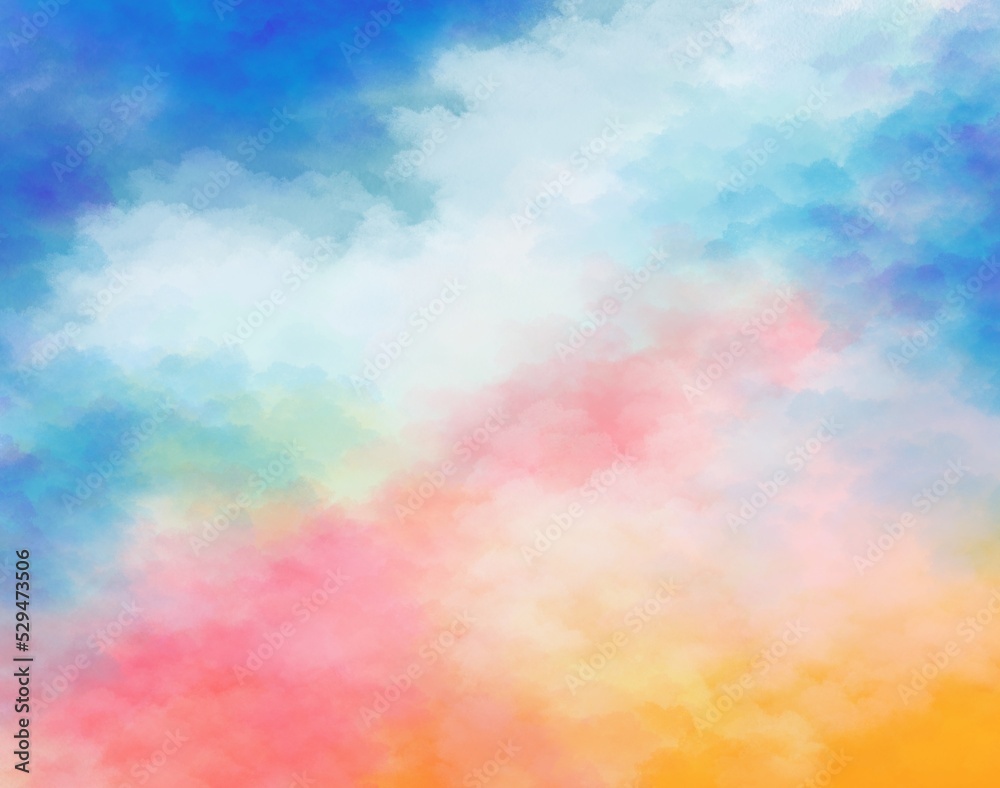 abstract watercolor background, Vanilla sky with clouds,colorful background,colorful ilustration	
