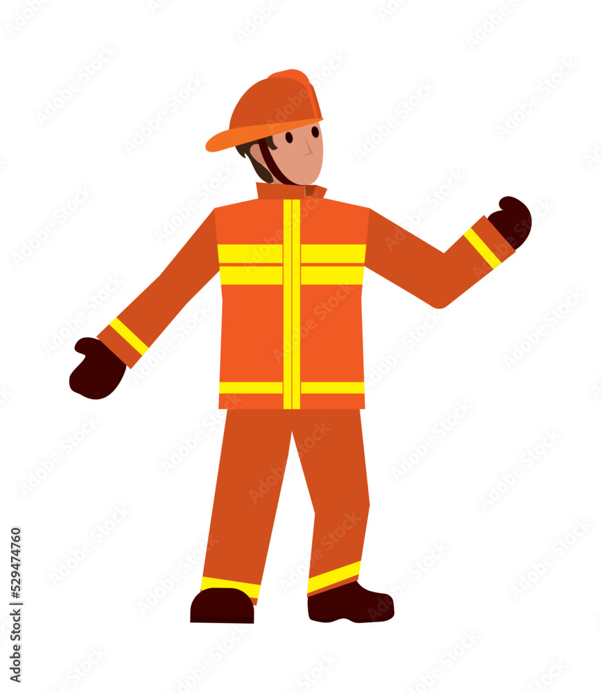 cartoon fireman standing