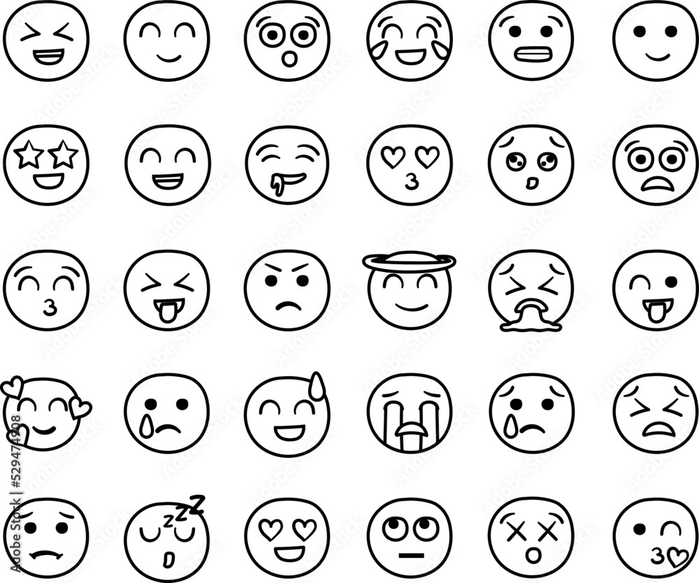 Icon vector of emoji or emoticon with different expression and outline style Icon vector of emoji or emoticon with different expression and outline style