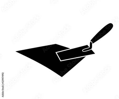 Tiler Tool, Construction trowel, Tiler Work Equipment logo design. Tile scraper, Outline tiler wall trowel vector design and illustration.

