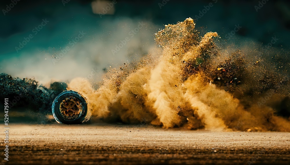 Raster illustration of motocross, off road and so on. Isolated tire ...