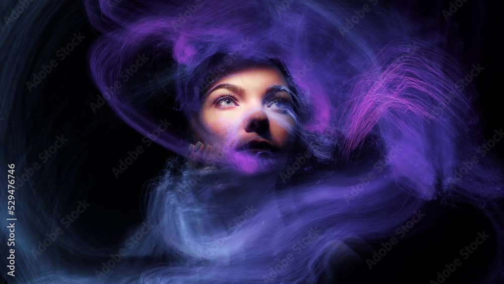Abstract silhouette of a face beautiful girl, animation of the movement of light Abstract silhouette of a face beautiful girl, animation of the movement of light