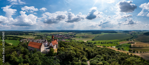 Helicopter view, Veste Heldburg, German Castle Museum, Heldburg, Bad Colberg-Heldburg, Thuringia, Germany photo