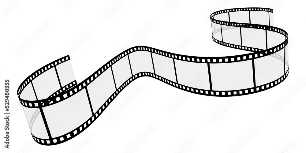 Fototapeta premium Film roll - Photo cinema video theme - Design element isolated on a white background - Black and white colors