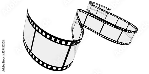 Film roll - Photo cinema video theme - Design element isolated on a white background - Black and white colors photo