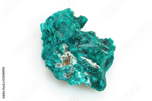 Natural natural stone green dioptase on a white background