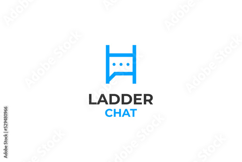 Flat ladder chat logo design vector illustration idea