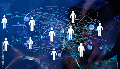 Abstract technology group and data 3d