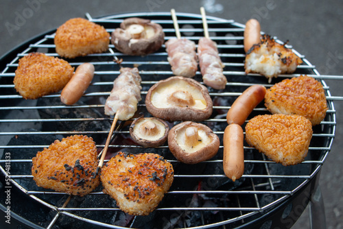 焼きおにぎりとバーベキュー