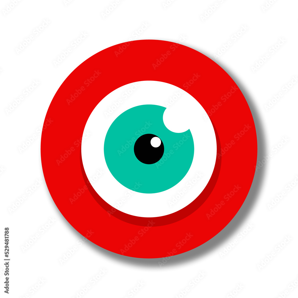 A perfect round eye watching you. Isolated, green iris, red outer circle.
A perfect round eye watching you. Isolated, green iris, red outer circle.