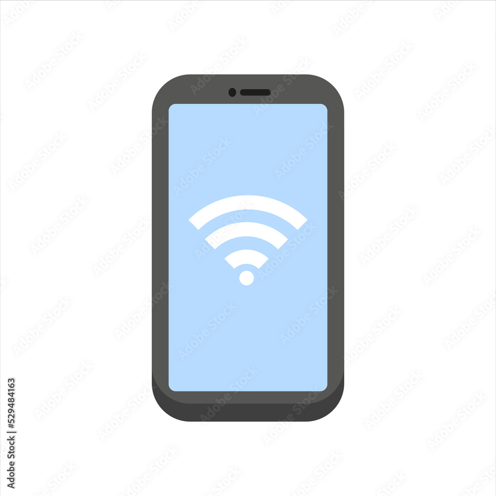 Smartphone with wi-fi icon vector idolsted on white. Mobile Internet wi fi connection.
Smartphone with wi-fi icon vector idolsted on white. Mobile Internet wi fi connection.
