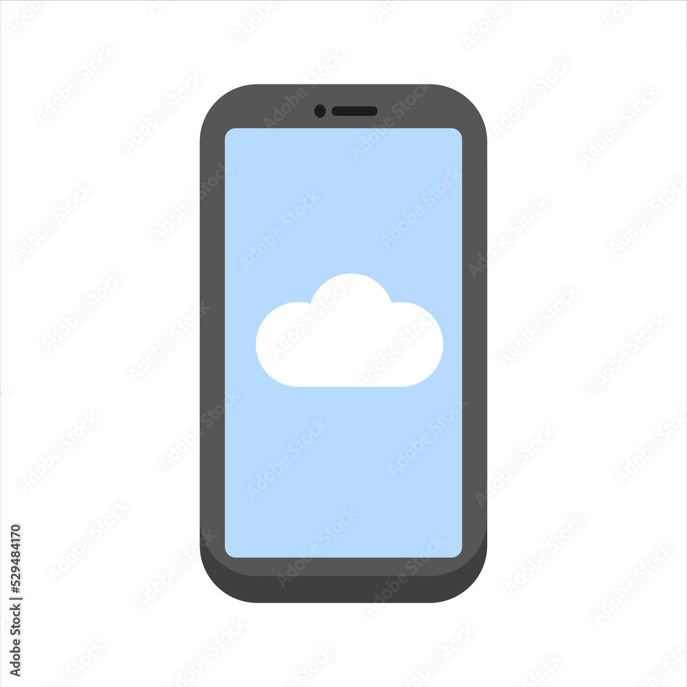 Smartphone with cloud icon isolated on white flat design
Smartphone with cloud icon isolated on white flat design