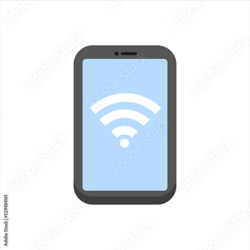 Smartphone with wi-fi icon vector isolsted on white. Mobile Internet wi fi connection. 