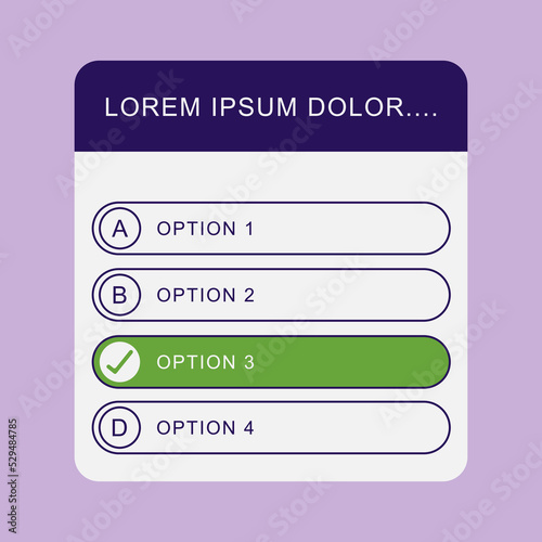 Quiz test menu template for tv or social media show game. Easy editable stroke. vector illustration. EPS 10.