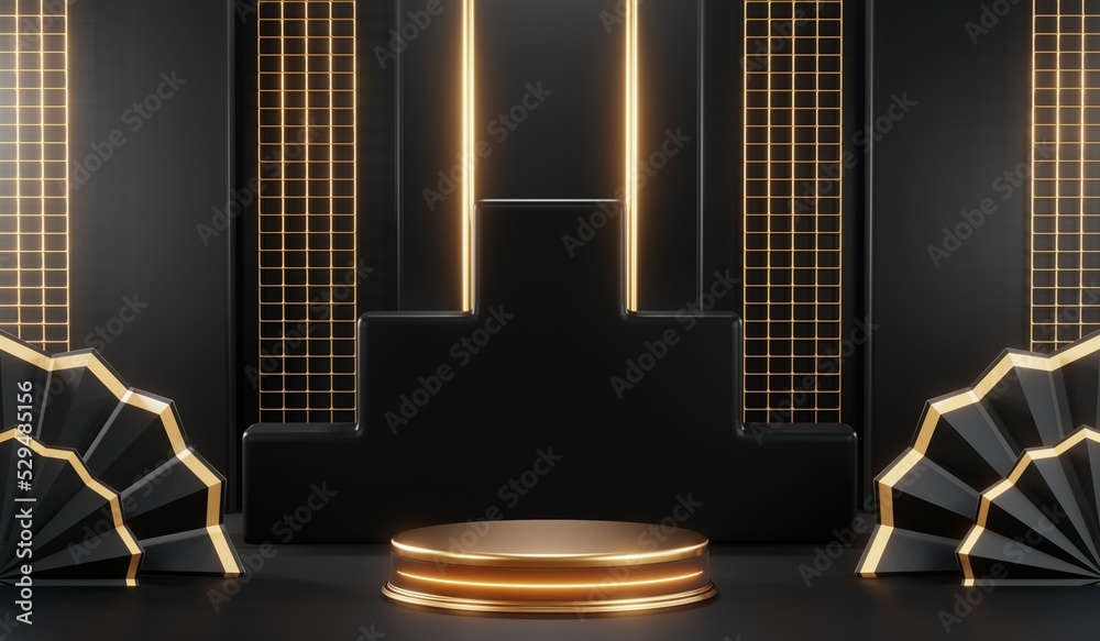 3D rendering of blank product background for cream cosmetics Modern black podium background 3D rendering of blank product background for cream cosmetics Modern black podium background