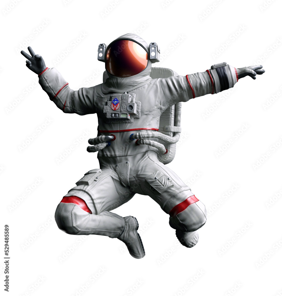 Astronaut, with transparent background, 3D rendering