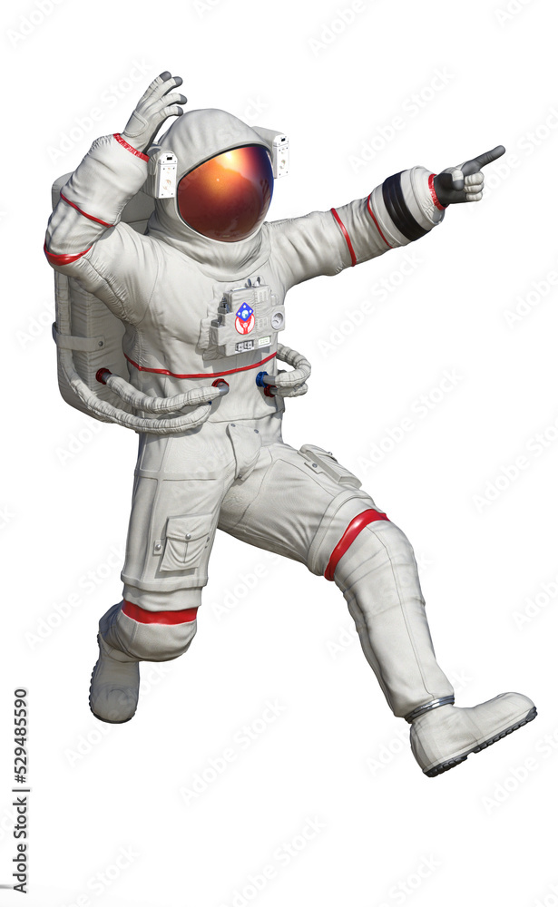 Naklejka premium Astronaut, with transparent background, 3D rendering
