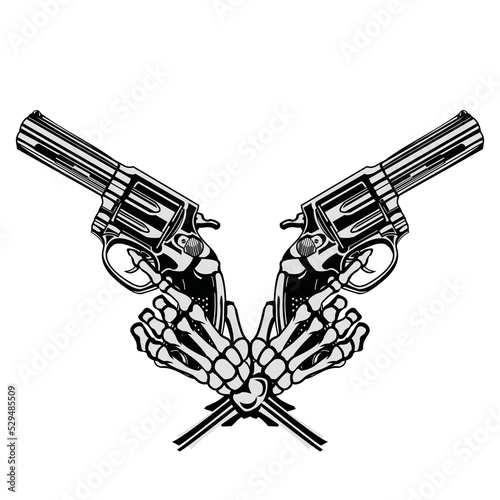 hand skull holding gun