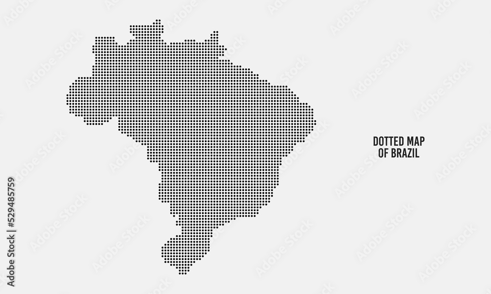 Dotted Map of Brazil Vector Illustration with Light Grey Background