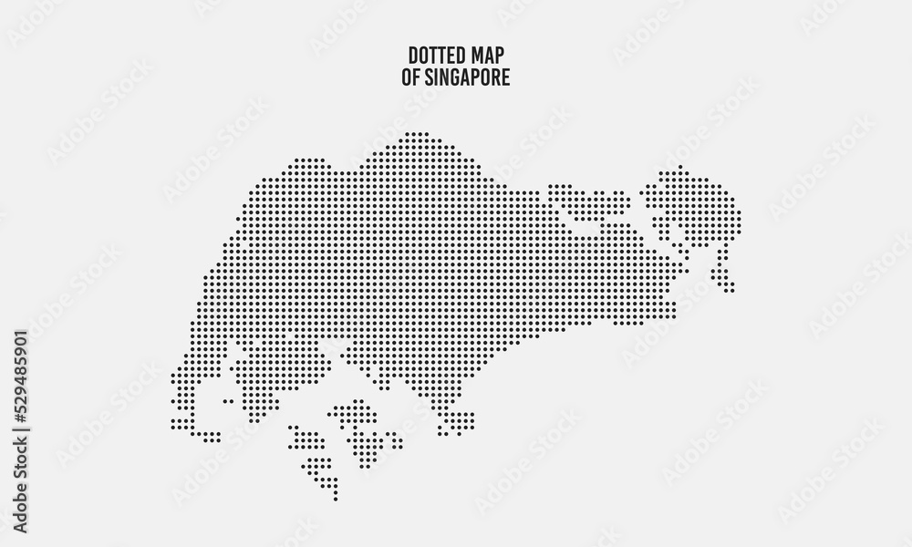 Dotted Map of Singapore Vector Illustration with Light Grey Background