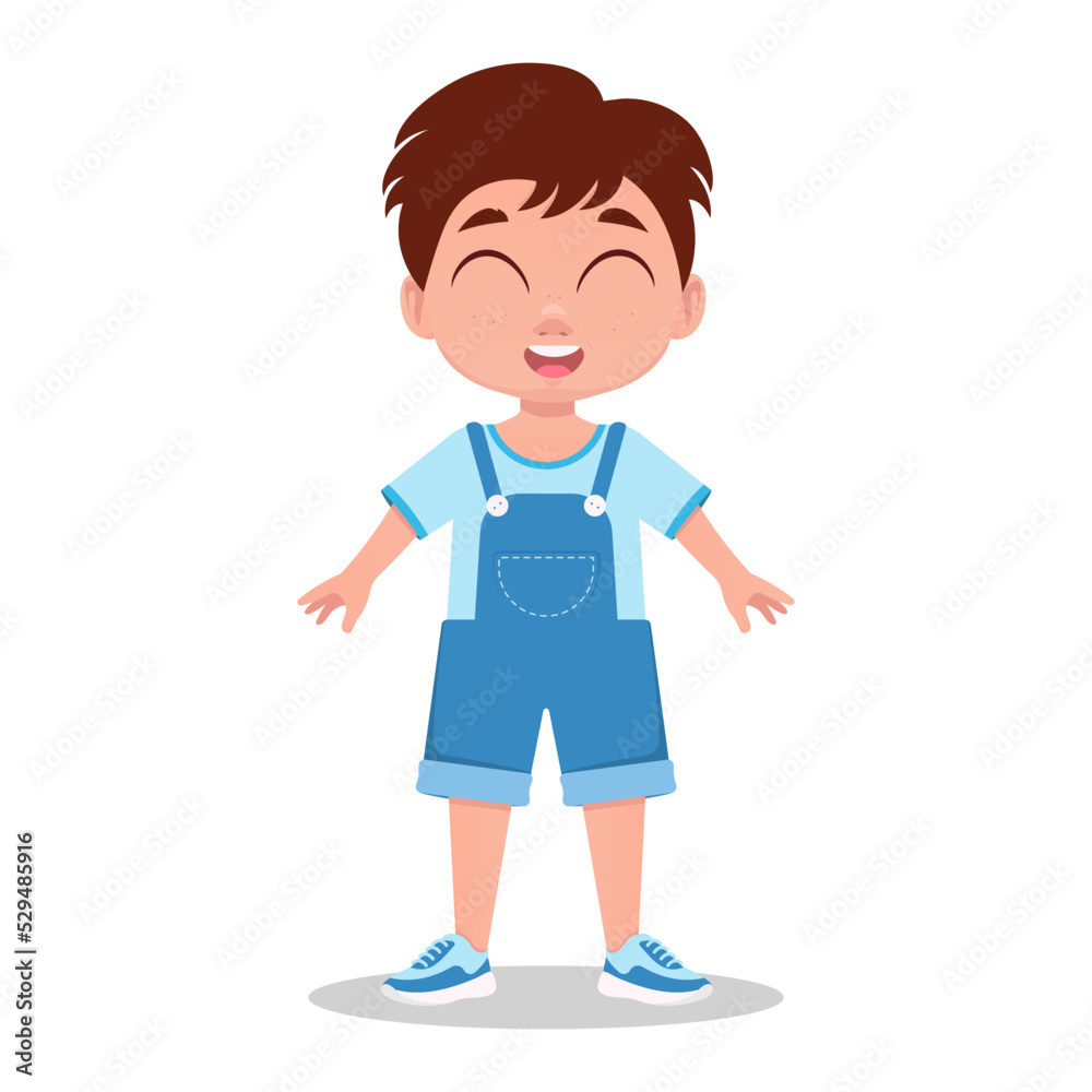 Child smiling, boy, eyes closed. Vector illustration Child smiling, boy, eyes closed. Vector illustration