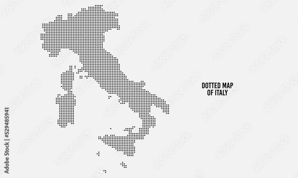 Dotted Map of Italy Vector Illustration with Light Grey Background