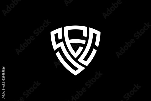 SEC creative letter shield logo design vector icon illustration