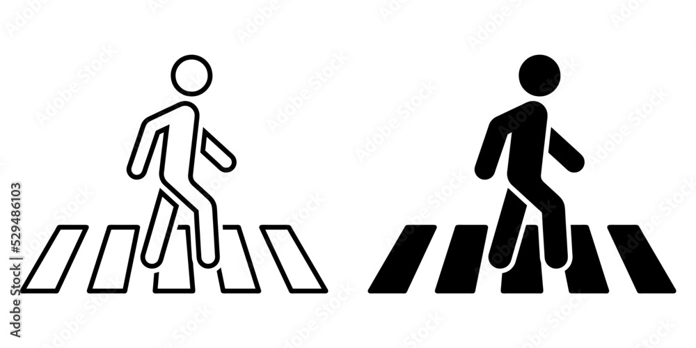 ofvs119 OutlineFilledVectorSign ofvs - person walking - zebra crossing