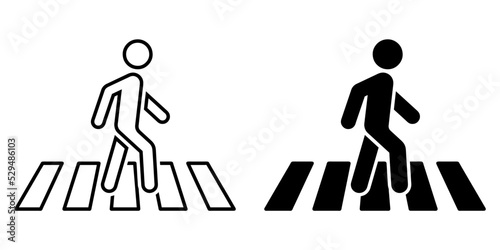 ofvs119 OutlineFilledVectorSign ofvs - person walking - zebra crossing vector icon . isolated transparent . human silhouette - people walk . black outline and filled version . AI 10 / EPS 10 . g11455