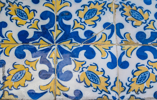 Portuguese azulejo tiles. Watercolor seamless pattern photo