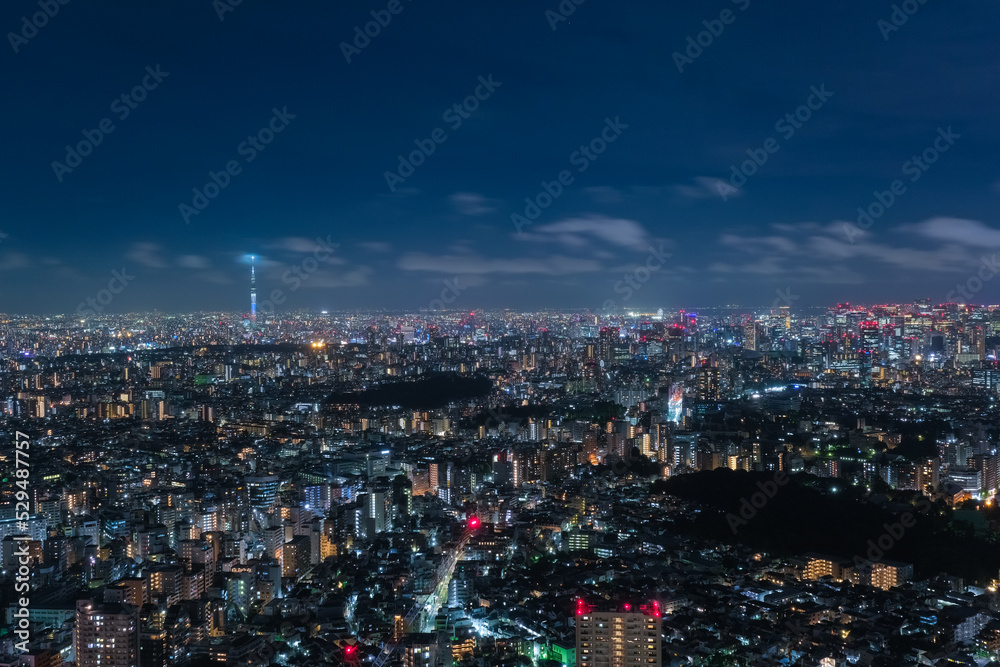 東京都 池袋、サンシャイン60展望台からの東向きの夜景
