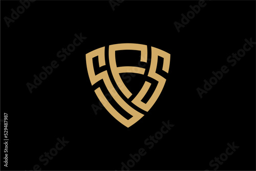 SFS creative letter shield logo design vector icon illustration