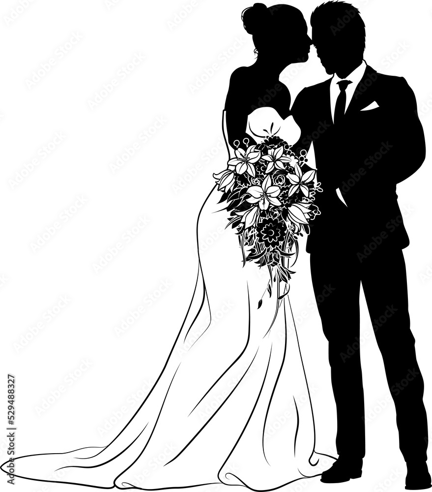 Bride And Groom Couple Wedding Dress Silhouettes Bride And Groom Couple Wedding Dress Silhouettes