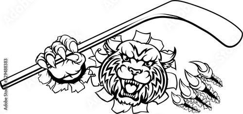 Photography Wildcat Ice Hockey Player Animal Sports Mascot