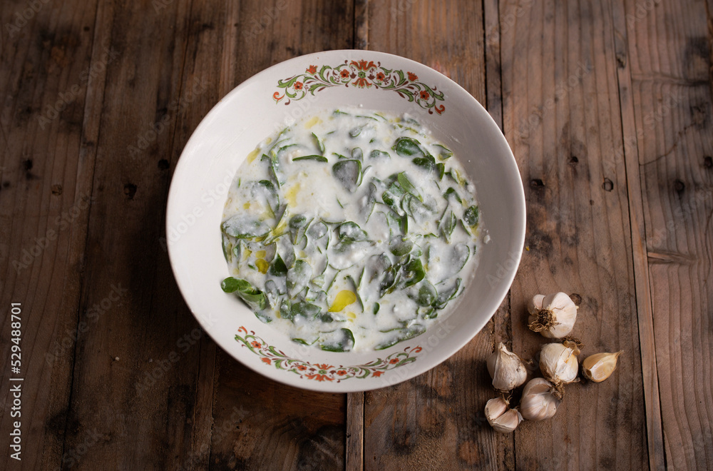 purslane, purslane with yoghurt, cold appetizers purslane, purslane with yoghurt, cold appetizers