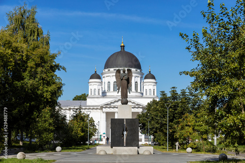 The figure of an Angel is a monument to Nizhny Novgorod residents, participants in the liquidation of the consequences of the disaster at the Chernobolsk nuclear power plant 