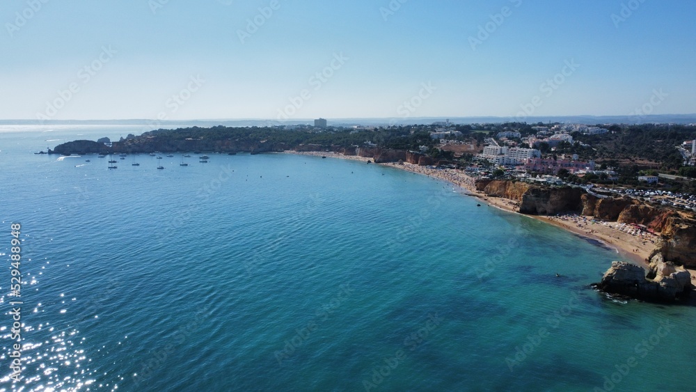 Drone shot over Portimao beach