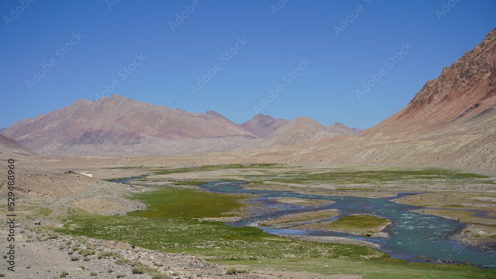 Tajikistan valley with view on a river 