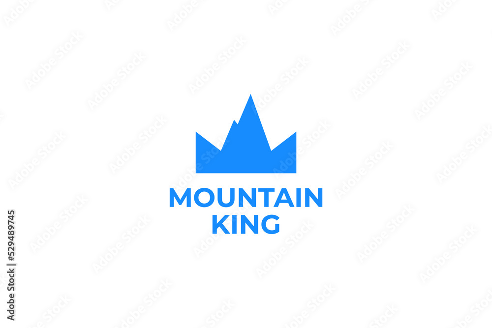 Flat mountain king logo design vector illustration idea