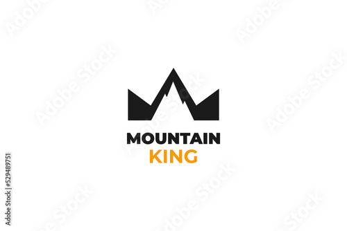 Flat mountain king logo design vector illustration idea