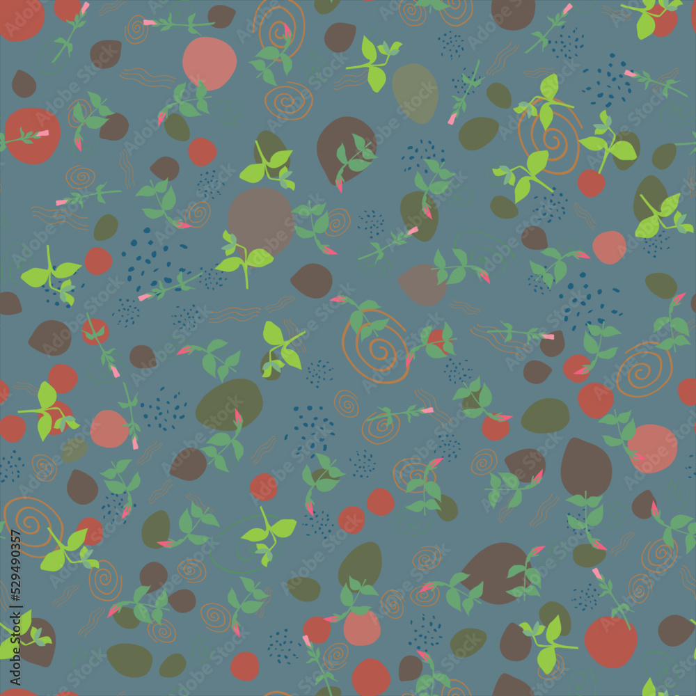 Abstract trendy seamless patterns set with hand drawn colorful shapes and plant Abstract trendy seamless patterns set with hand drawn colorful shapes and plant
