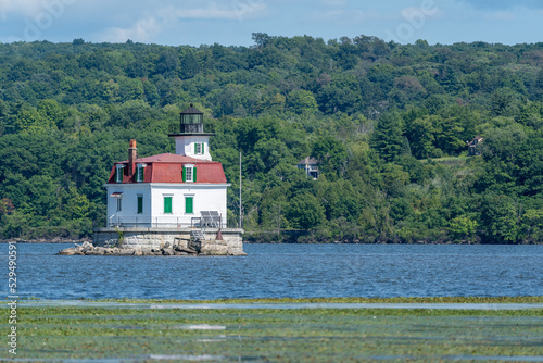 09/08/2022 - Town of Esopus, NY, Photo of the historic Esopus Meadows Lighthouse located on the Hudson River. Photo from Lighthouse Park. 