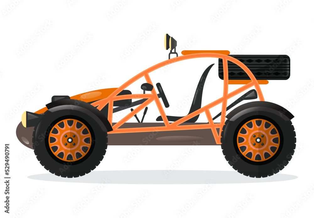 Dune buggy car isolated vector illustration. Outdoor auto racing, extreme  terrain vehicle, off road 4x4 motor design element. Stock Vector | Adobe  Stock