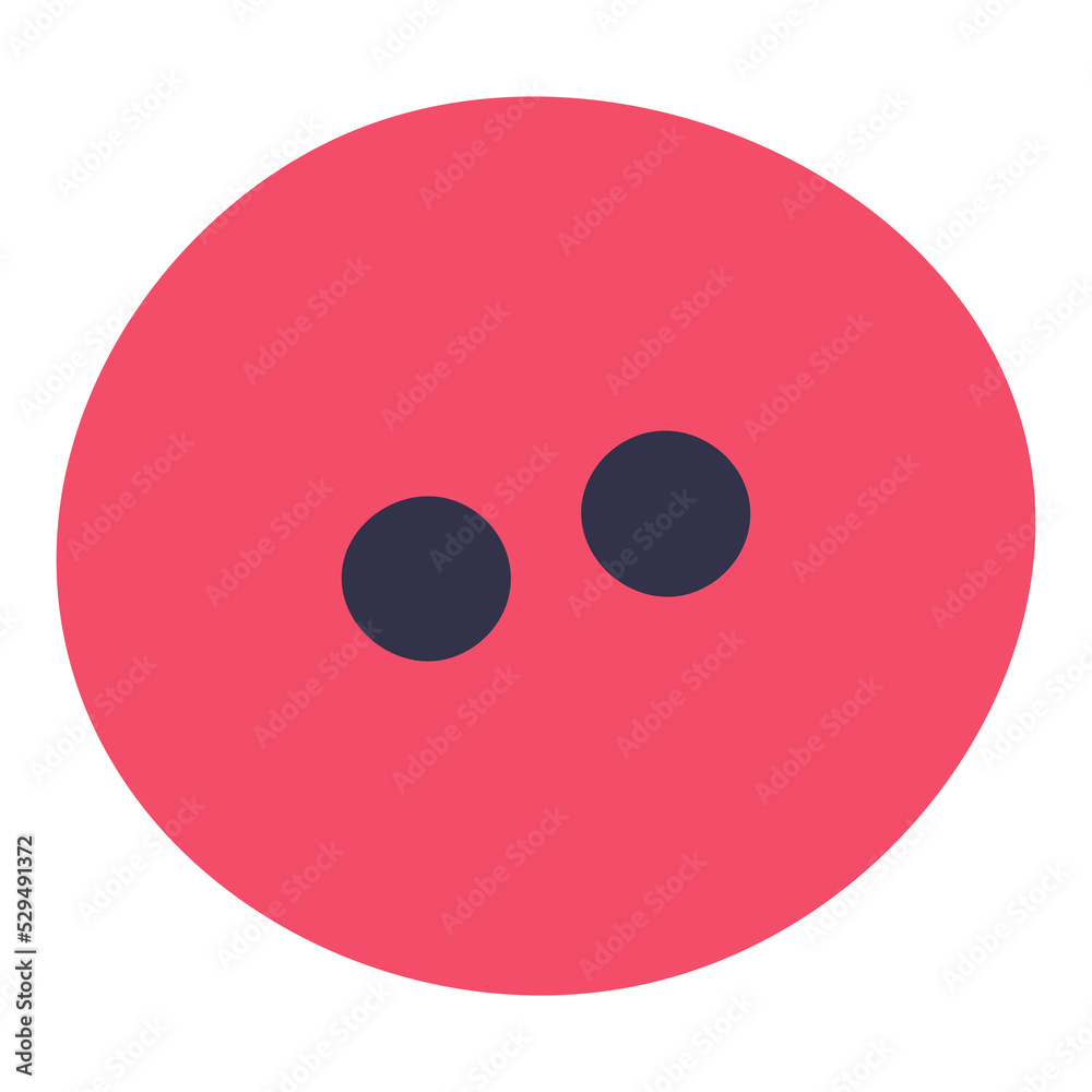 Obraz premium Round red button with two holes. View from above.