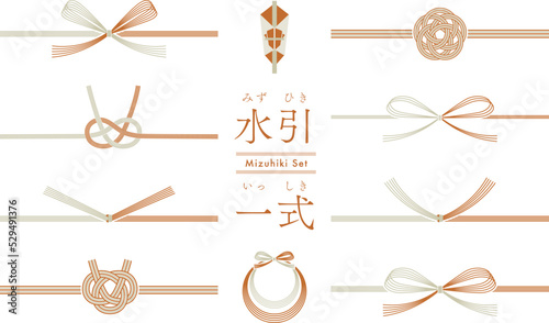 シンプルな水引のセット素材_茶