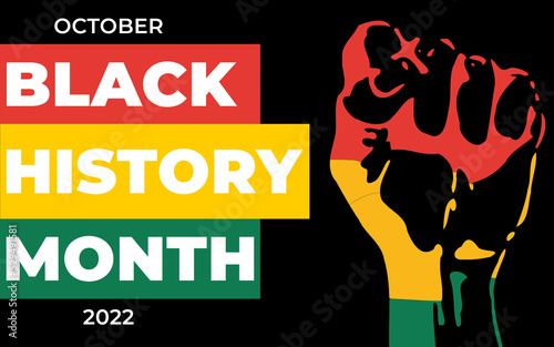 Black history month Celebration. Black History Month Background. Black History Month text with human Fist. Black History Month Illustration.