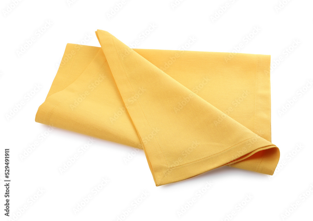 One yellow kitchen napkin isolated on white One yellow kitchen napkin isolated on white