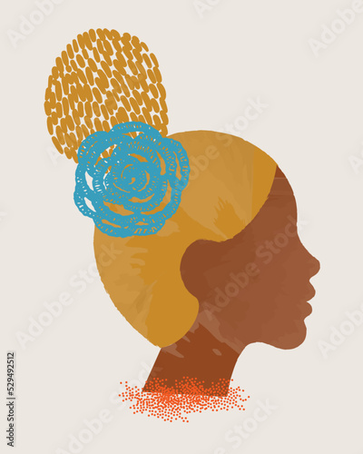 diversity people - black woman face and blonde hair vector